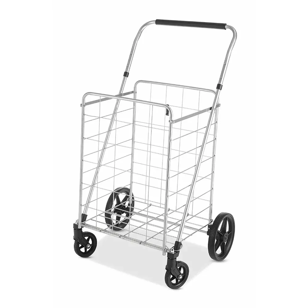 Тележки Whitmor Utility Cart с регулируемой по высоте ручкой Серебристая/черная тележка для покупок 25,00 x 24,00 x 42,63 дюйма