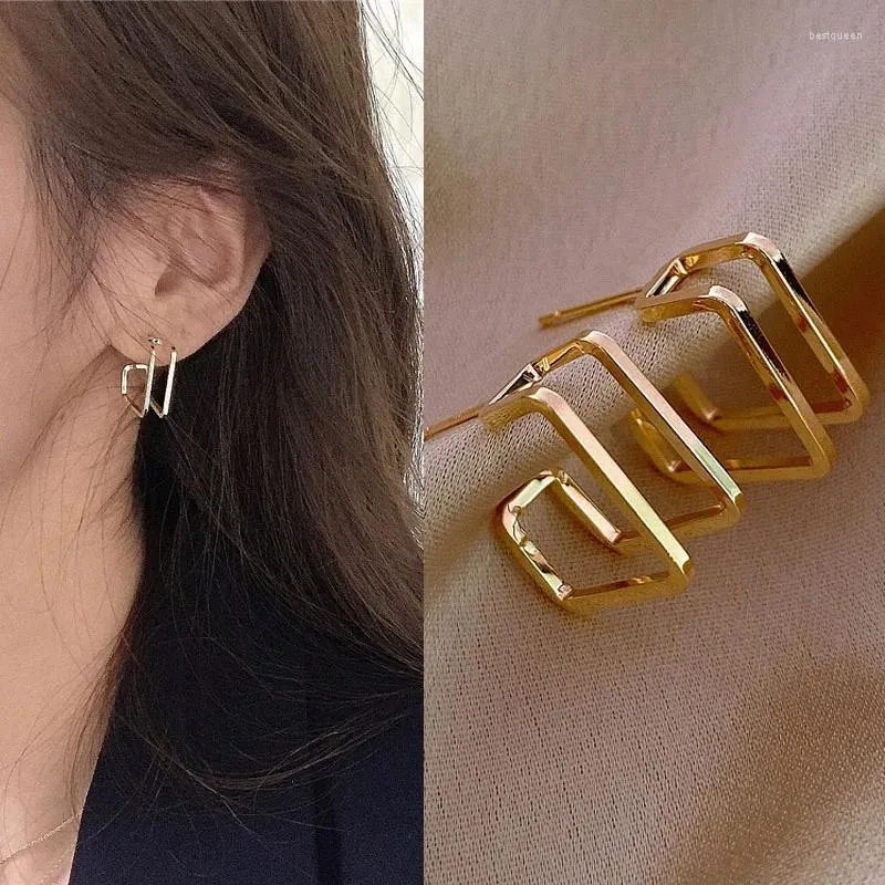 Ohrstecker Goldfarbe Geometrische Hohlröhre Für Frauen Mode Koreanische Elegante Schicht Party Schmuck Weihnachtsgeschenke