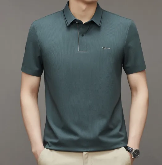 Polos pour hommes Haut de gamme Soie de glace T-shirt confortable et respirant Hommes à manches courtes Lettre de mode d'été Marque brodée Polo décontracté 230706