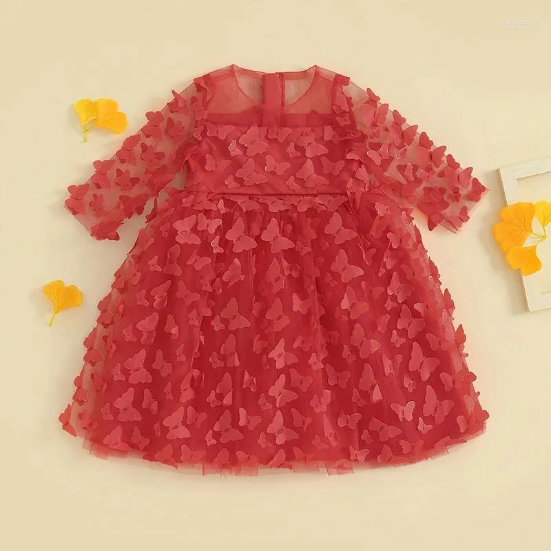 Girl Dresses Kid Baby Butterfly Tulle Dress Valentine S Day Short Sleeve 3D Sweet Princess Party Spring Summer