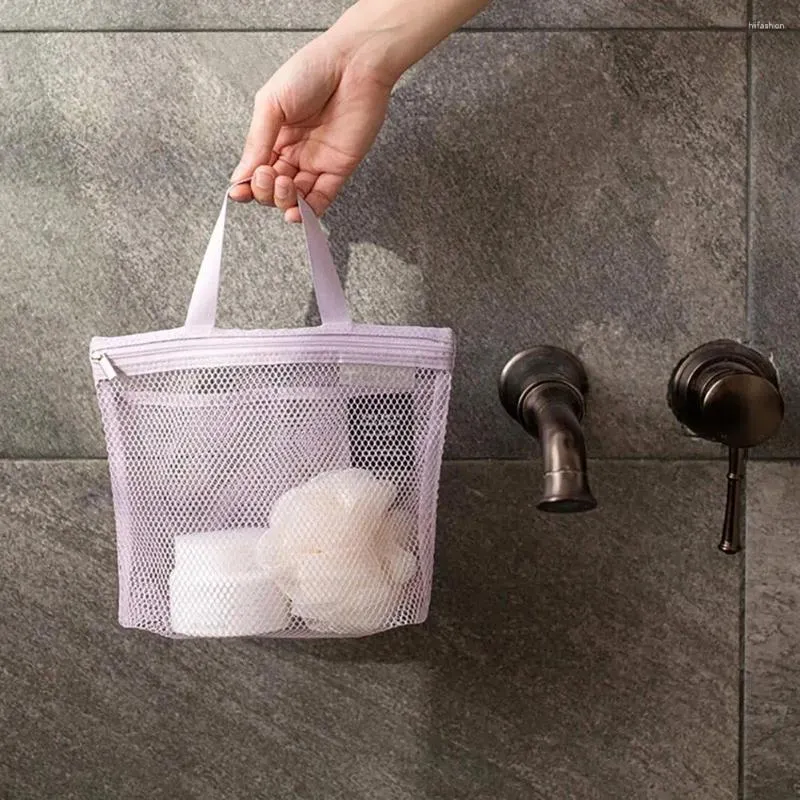 Sacs de rangement Capacité de l'organisateur de toilette de voyage Sac en maille avec poignée portable Séchage rapide Fermeture à glissière Douche robuste pour un maximum