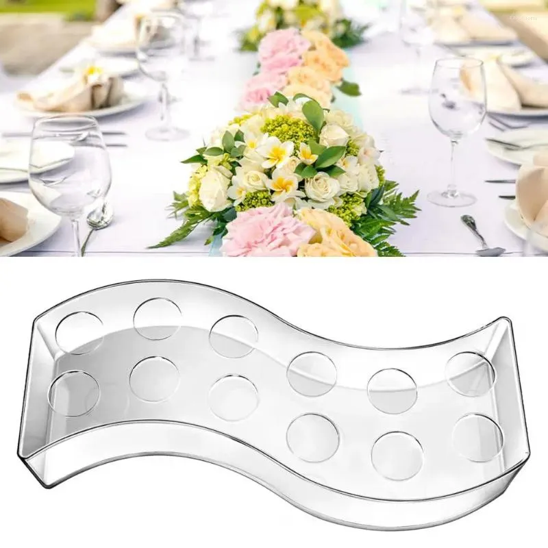 Vasen S-förmige Vase Klare Acrylblume 12 Löcher Hochzeit Party Tischdekoration Hydroponischer Blumenhalter Home Decor