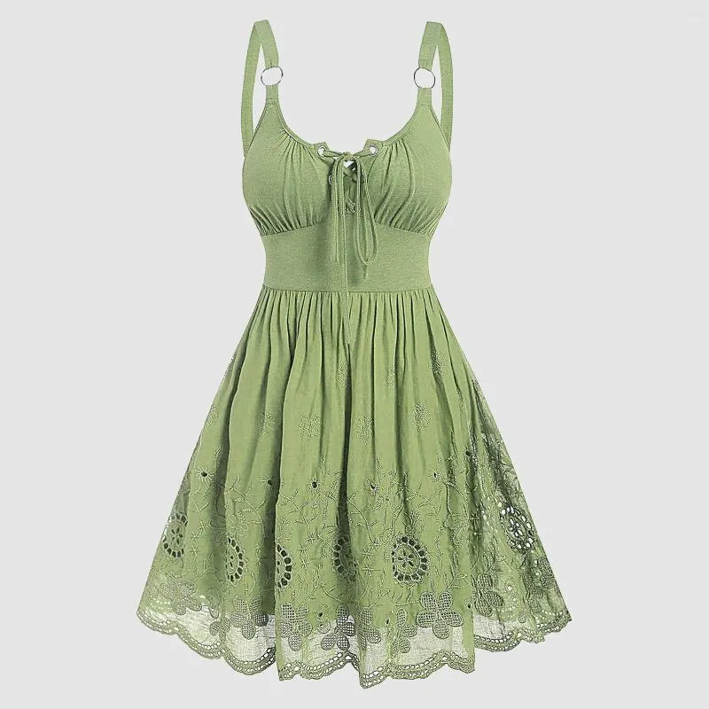 Vestidos casuais verão para mulheres 2024 verde espaguete cinta uma linha vestido lindo elegante lace up festa mini férias vestidos