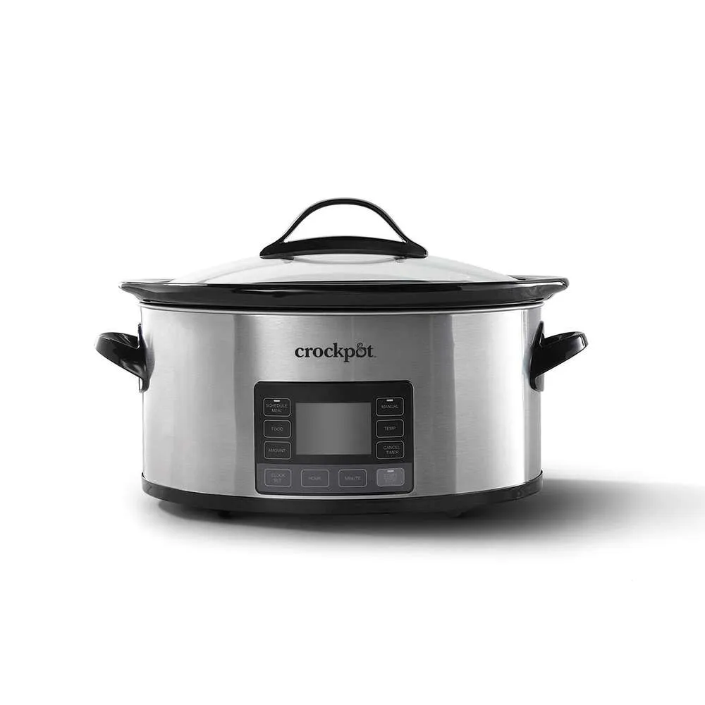 Crock Pot Mytime Technology 6-kwartowy programowalny powolny kuchennik i podgrzewacz żywności z cyfrowym timerem, stal nierdzewna (2137020)