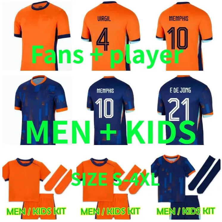 24 25オランダメンフィスヨーロッパホランクサッカージャージー2024ユーロカップ2025ダッチナショナルチームサッカーシャツメンズキッズキットメンフィスXavi gakpoプレーヤーバージョン