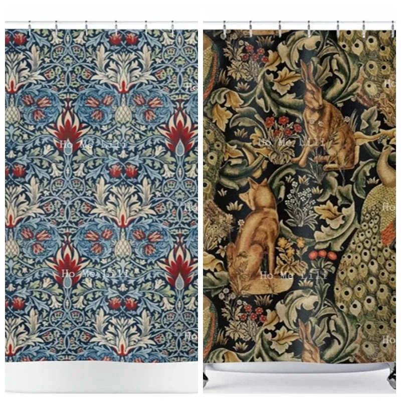 Rideaux de douche Vintage William Morris, rétro, fleur fritillaire, forêt, imprimé Boho, Art Nouveau, décoration de maison