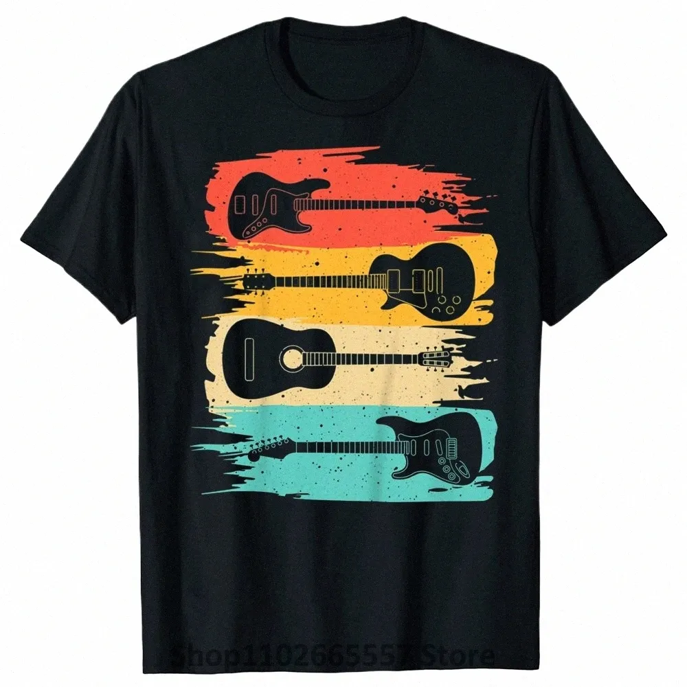cott vintage guitarra tshirt homens roupas música banda guitarrista masculino verão cott streetwear manga curta presentes de aniversário camiseta o8fZ #