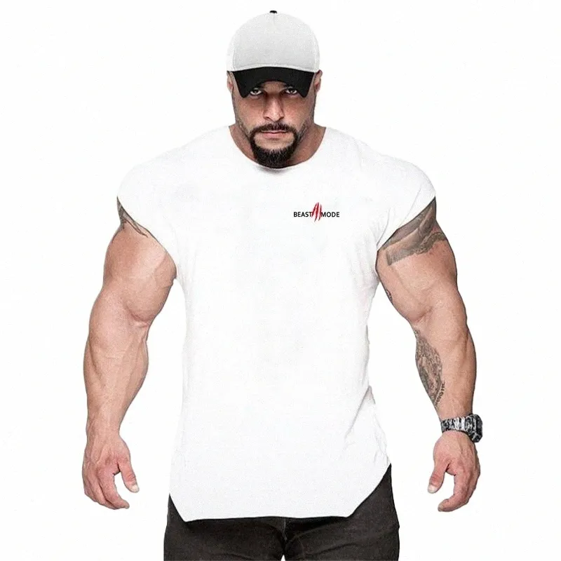 brand Gym Stringer Tank Top Men Bodybuilding Clothing Cott Sleevel Shirt Man Hooded Vest Singlet Sportwear Workout Tanktop d9AB#