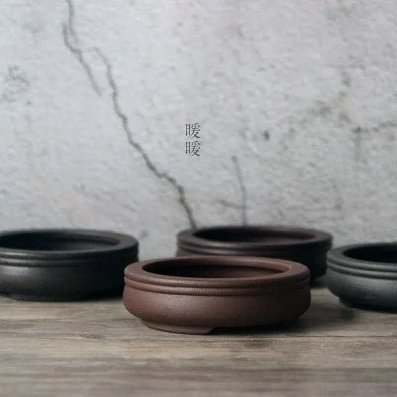 Planterare keramiska cirkel bonsai potten platta tradition porslin