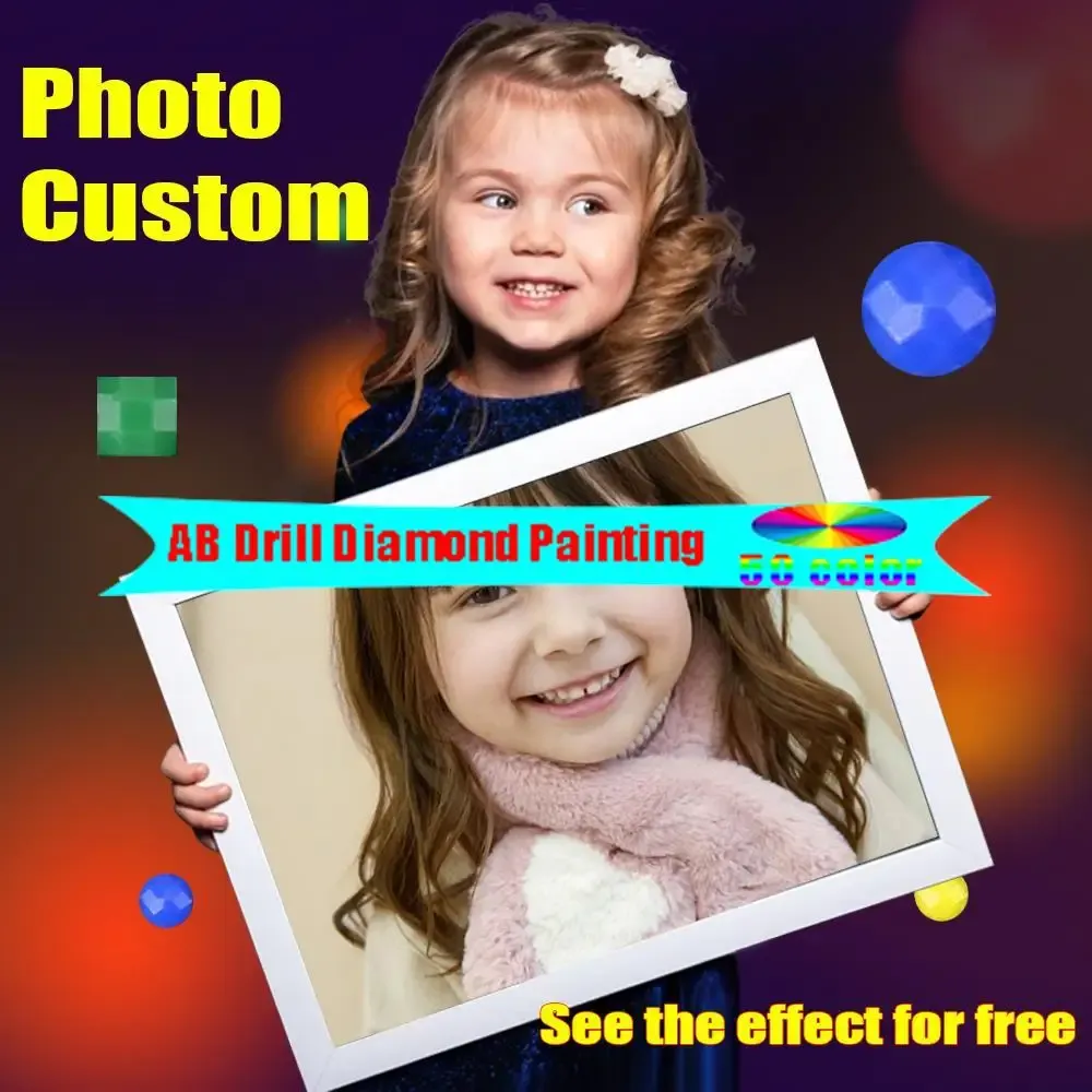 Craft Custom AB Diamond Målning Foto DIY 5D Diamond Embroidery Round Square Full Diamond Diamond Mosaic Birthday Diy Gift