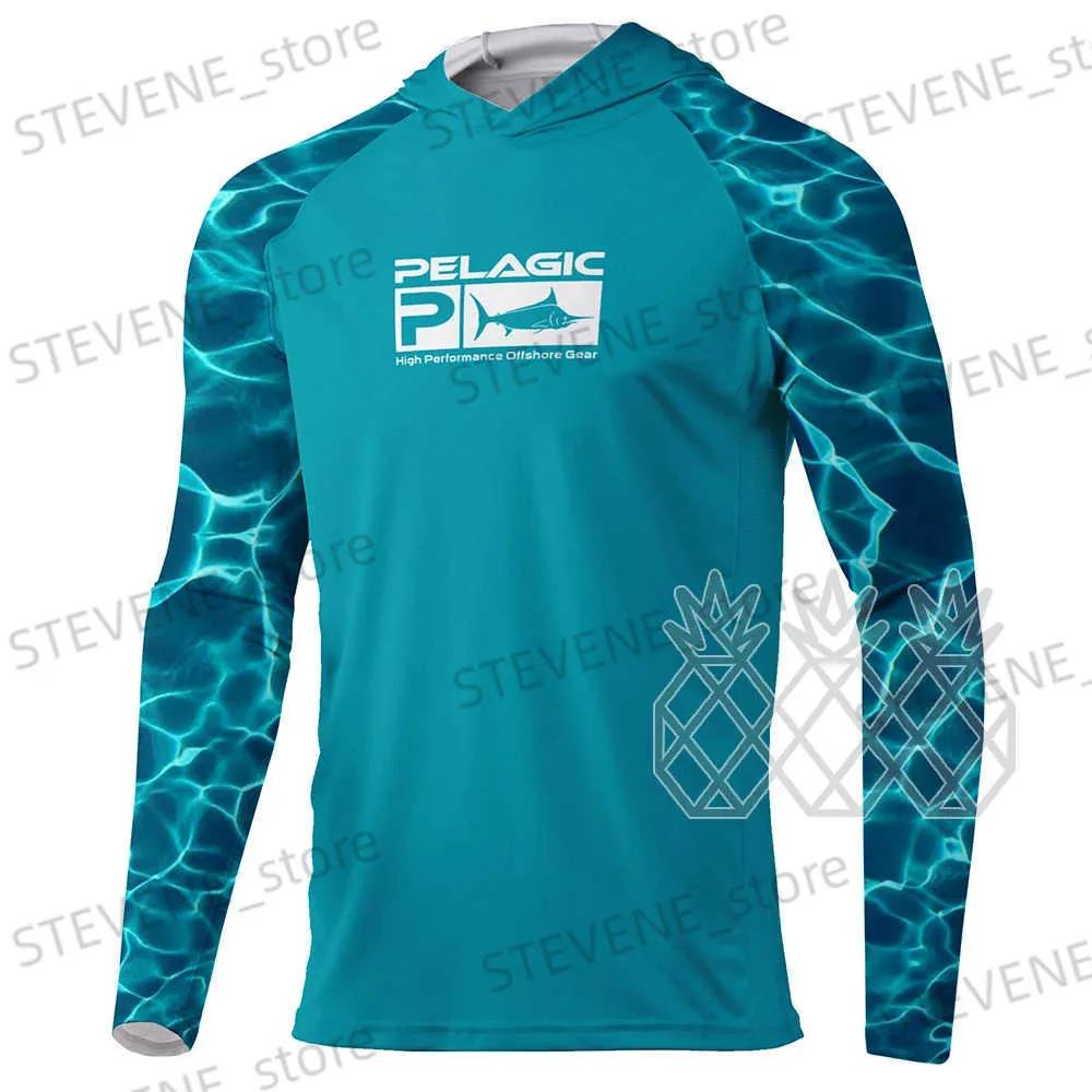 Herren-T-Shirts Pelagic Fishing Hoodies UV Schutz Angling Trikots Outdoor Moire Dochting Angelkleidung Herren Lange Slve Fischereihemd T240325