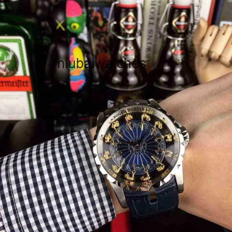 Designer Ratina Round Knight Luxury Table Watch Watch Tamanho de 45 mm Sapphire Glass Swiss Máquina automática Movimento de Máquina Importado Cahide Banda de vigia
