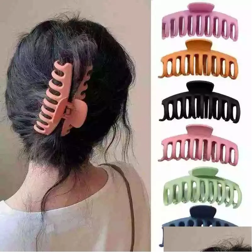 Hårklämmor Barrettes Koreanska stora klor Elegant Frosted Akryl för kvinnor Hönsvagnsklipp Pure Color Hairpin Drop Leverans smycken Hår Dhlnc