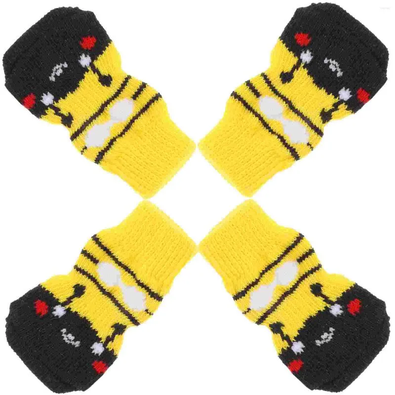 Vêtements de chien 4pcs chaussettes chaudes d'hiver pour animaux de compagnie protecteurs de pattes de coton souples anti-dérapantes (S)