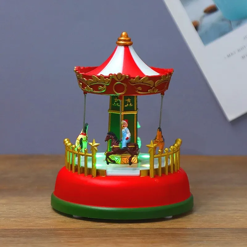 Boîtes Boîte de musique de Noël avec carrousel léger LED Ferris Wheechristmas Ornements Creative Christmas Gift Birthday Gift New Year's Gift