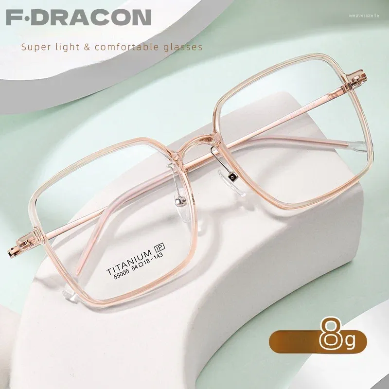 Solglasögon ramar Pure Titanium Eyeglass Frame Ultra Light Storframe Women's Optical Recept Glasses 55005