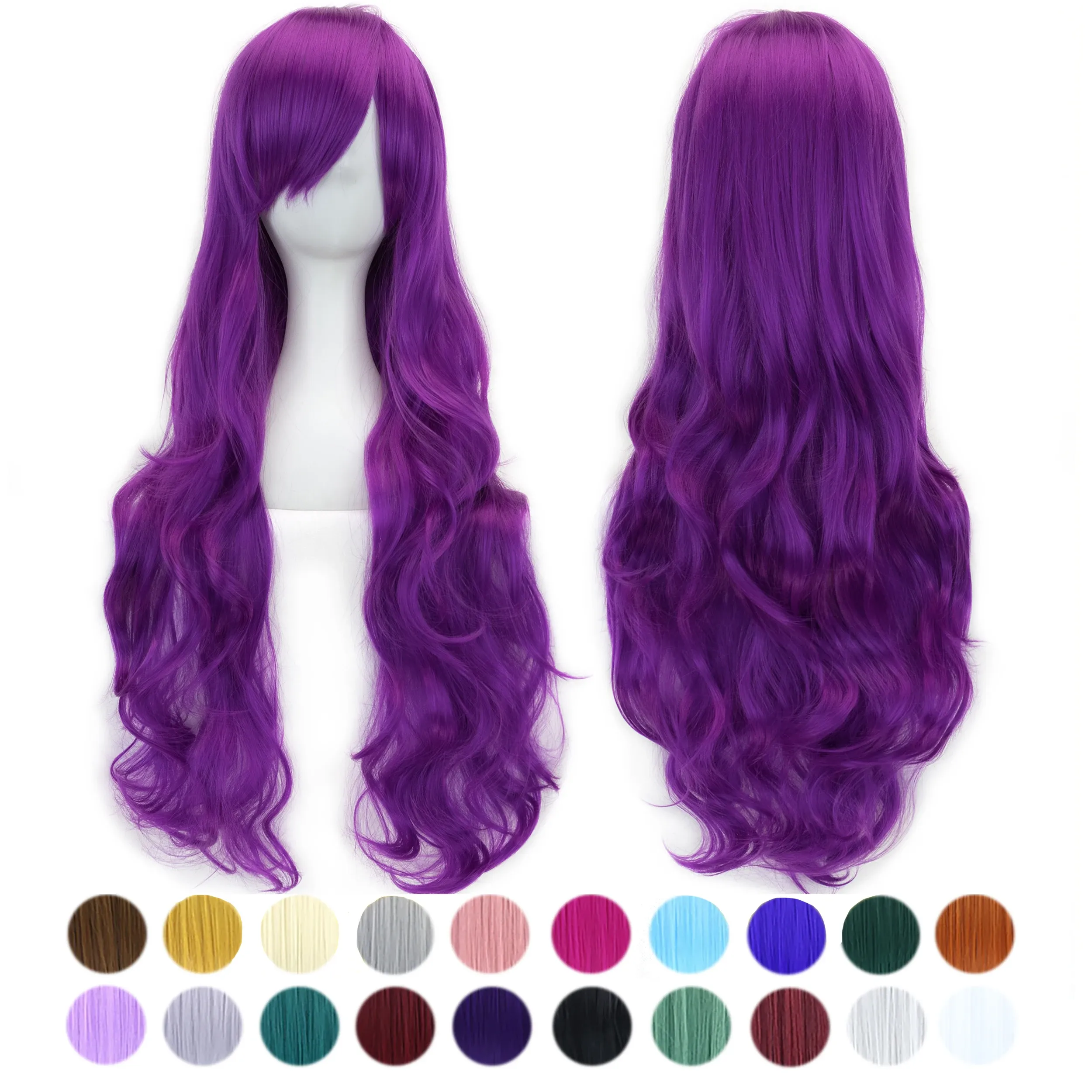 Wigs Soowee 30 Colors Long Curly Hair Orange Purple Cosplay Wigs Heat Resistant Synthetic Hair Accessories Party Wig for Women