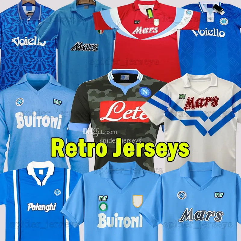 XXXL 4XL 1987 88 89 NaPoLi Retro Soccer Jerseys 1990 1991 93 94 Coppa Italia SSC Napoli MARADONA ZOLA Classique Vintage Napolitain Manches Longues 2013 14 Maillots de Football