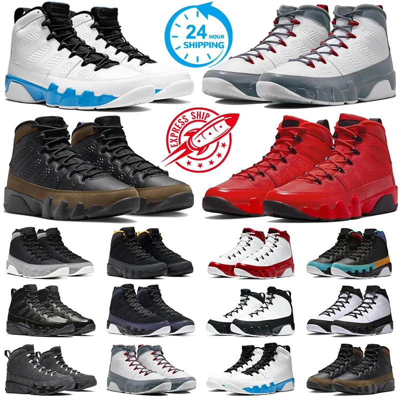 Jumpman 9 Powder Blue Men Basketball Shoes 9s Fire Red Light Olive Chile Red Particle Grey Bred Patent Gym Red Mens Trainers Outdoor Sneakers