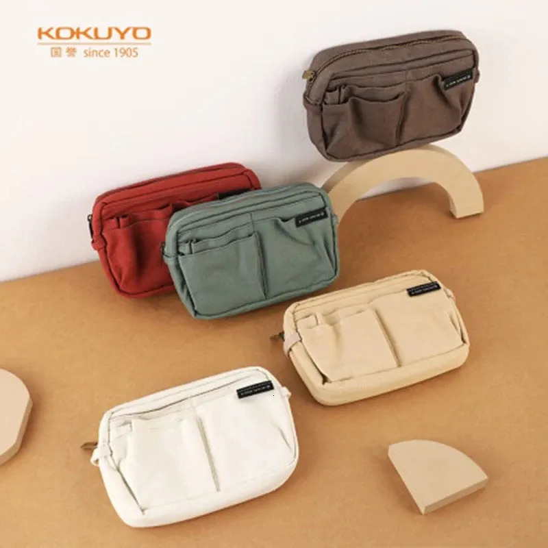 Japon Kokuyo un mètre pur sac série pochette à crayons collège étudiant papeterie stockage multifonctionnel grande capacité 240311