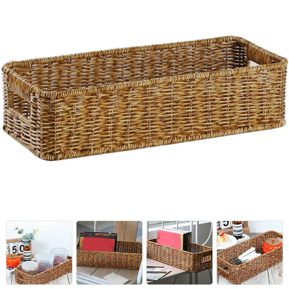 Baskets Woven Storage Basket Decorations Home Sundry Container Wicker Bathroom Organizer Baskets Table Iron Toy Rattan