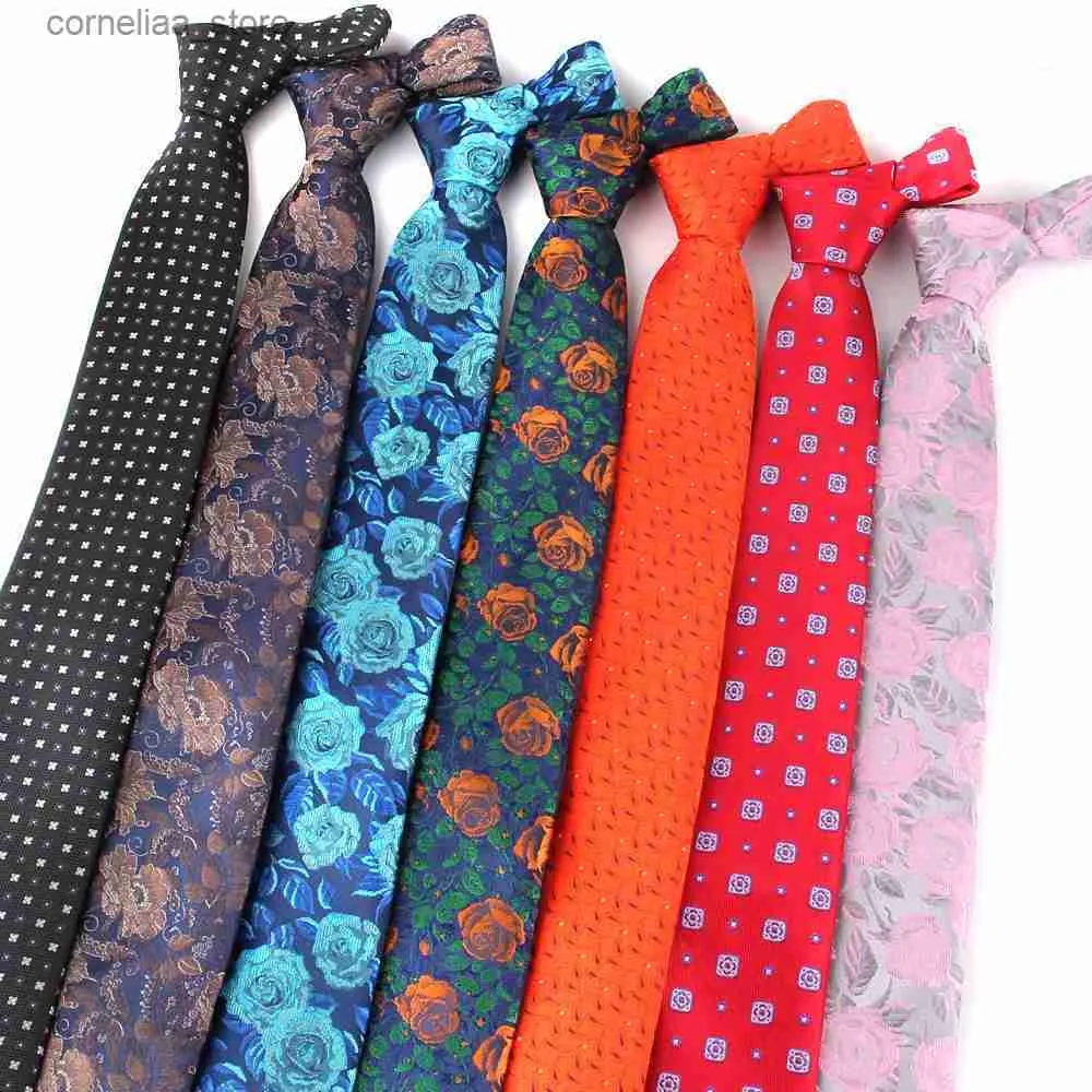 Neck Ties Neck Ties Floral Neck Ties For Men Women Casual Narrow Tie For Boys Girls Suits Tie Slim Wedding Party Jacquard Groom Necktie Gravatas Y240325