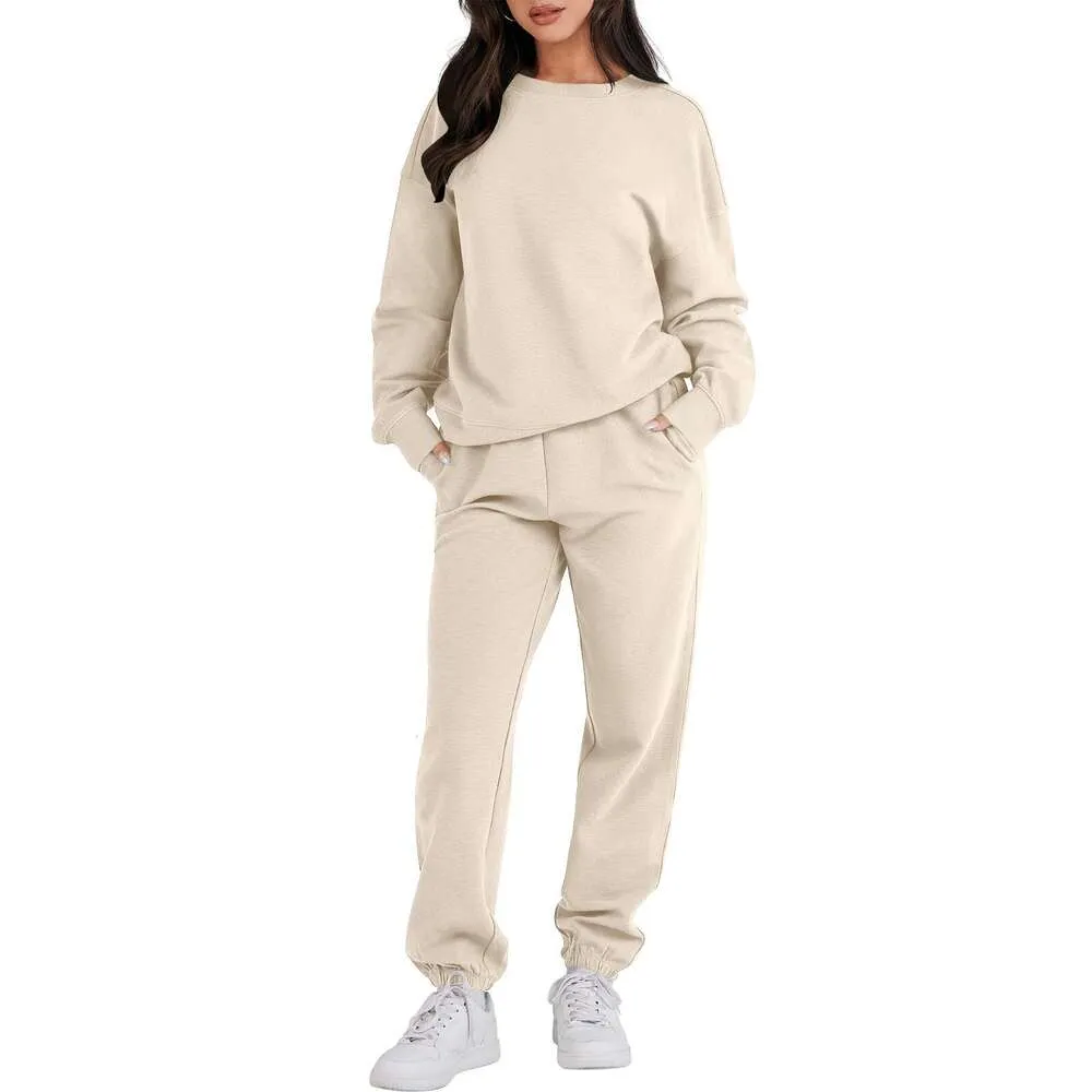 Anrabess Women's Two Piece Outfits Sweatsuit Lounge Matching Set Sweatshirt Jogger Pants Sweat Set Tracksuit