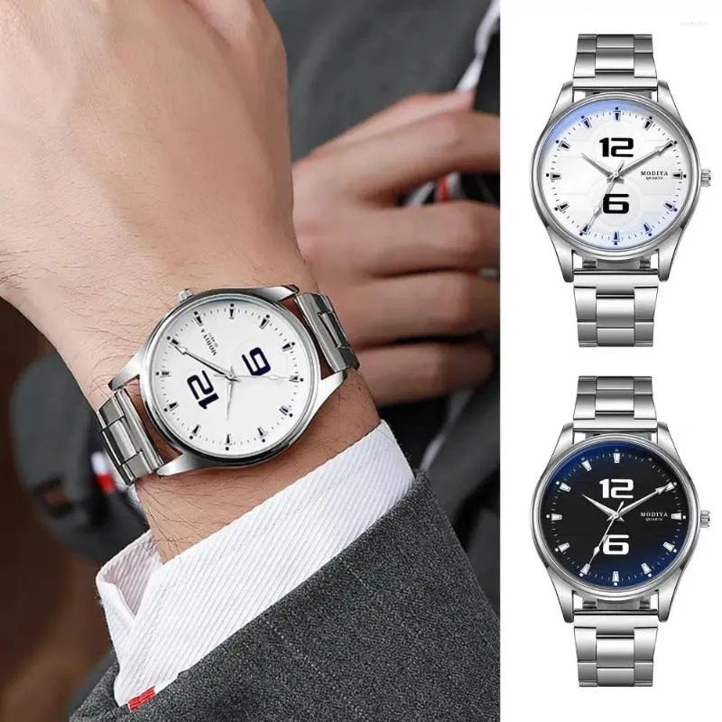 Relógios de pulso de quartzo relógio de pulso homens relógio de negócios elegante masculino com mostrador redondo estilo formal risco para comutar