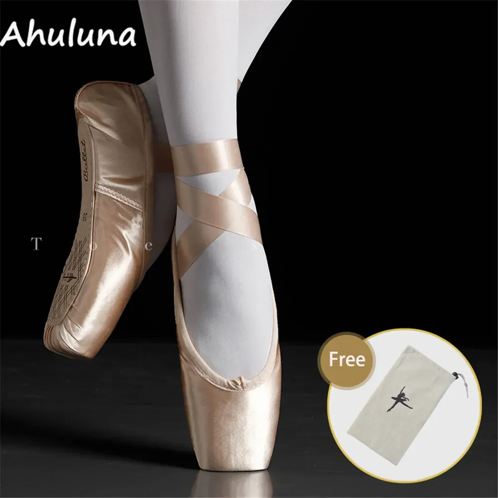 scarpe ballette da balletto in tela raso scarpe da punta con nastro e gel pad toe pad femminile da donna nude ballet da ballo da ballo da ballo DS016 DS016