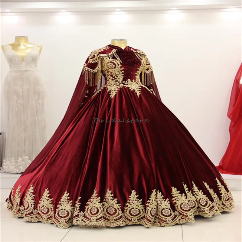 Luxury High Neck Muslimah wedding attendee dress with...