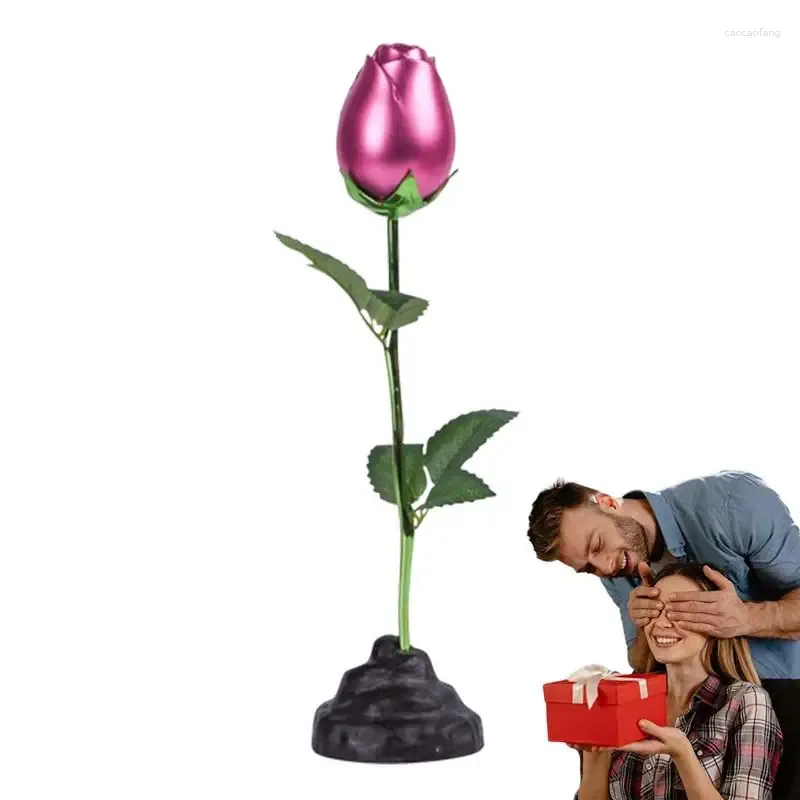 Dekorativa blommor Collectible Metal Flower Aluminium Eloy Rose Figur för stationära Valentinsdagares presenter Tabellneddelar Courtyard