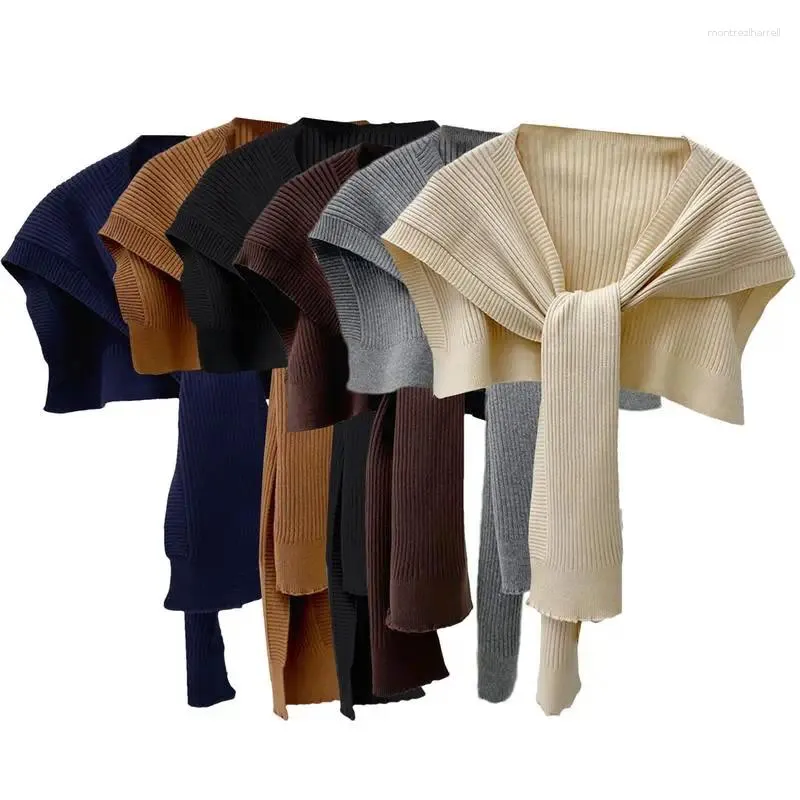 Bandanas Knit Hollow Fake Collar Shawl Scarf Wool Knitted Wrap For Women Knitting Cape Faishon Vest Shoulder