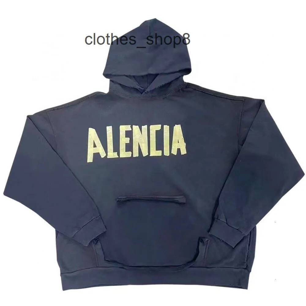 High Balencigs Men Edition Sweaters Hoodies 24s Tasarımcı Hoodie Mens Famma Sonbahar/Kış Yeni Amerikan Desen Kağıt Çift Gevşek Lette J9TJ