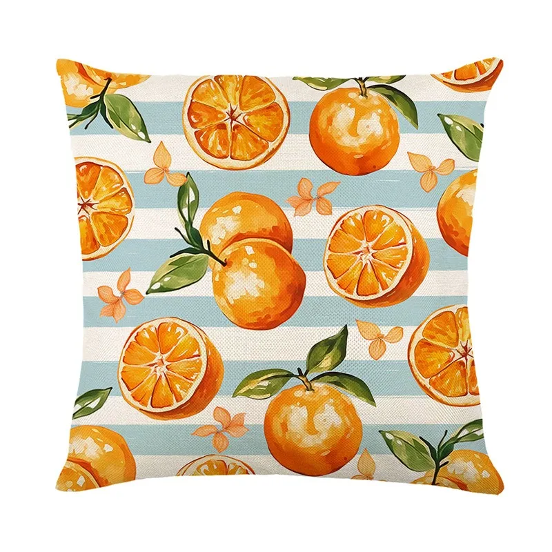 Taie d'oreiller de fruits frais d'été 45x45cm coussin de coussin en lin