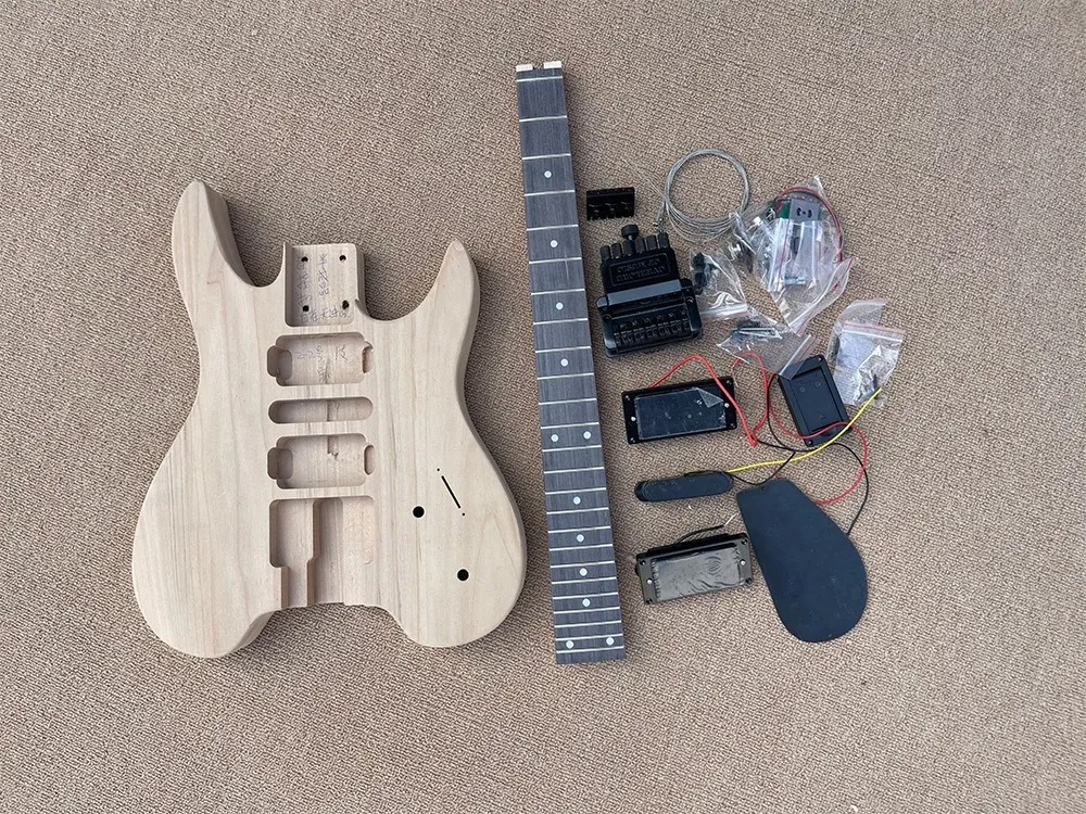 Gitaar DIY Zemifundige Headless Alder Electric Guitar Kits zonder verf, Rosewood Fletboard met 24 frets