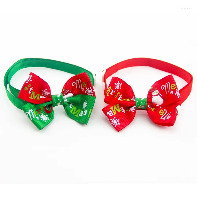 Vestuário para cães atacado colar para animais de estimação vermelho e verde série de natal laço artesanal jóias gatos cães 20pcs