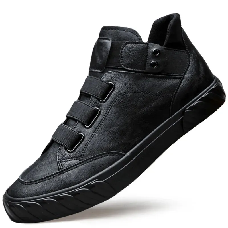 Mens Leather Shoes Korean Trend Comfortabele loafer Britse mode Men High Top Sneakers Mocassins Zapatos de Hombre 240407
