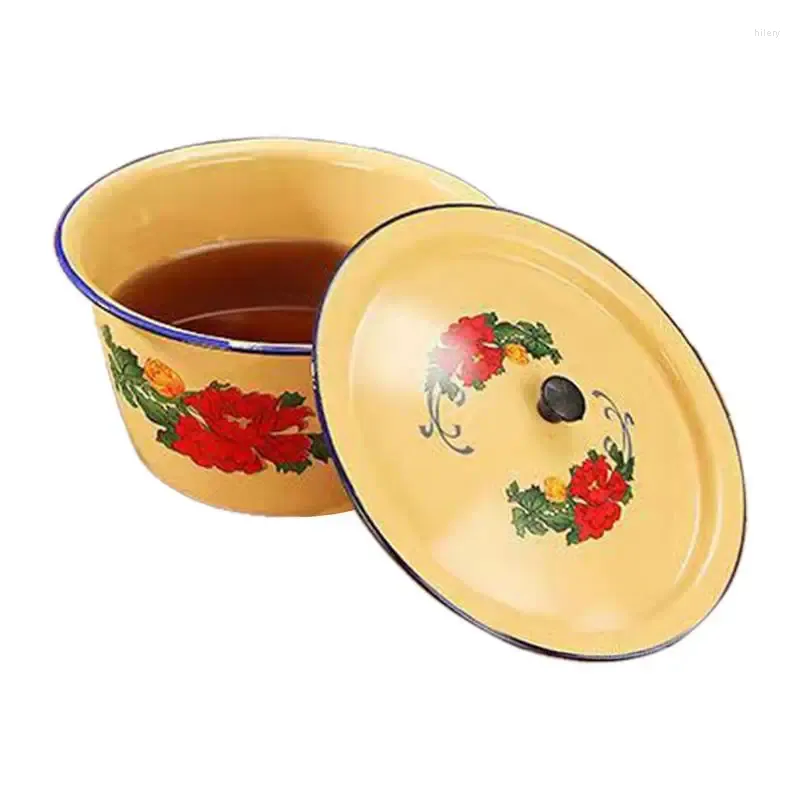 Recipientes para llevar, cuenco esmaltado para mezclar, cuenco esmaltado con tapa, olla para servir ensalada y sopa, recipiente de metal para cereales, frutas, palomitas de maíz para cena china