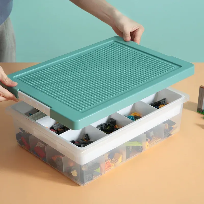 Bins Kids Building Blocks pudełko do przechowywania Lego Plastikowy pojemnik 2 -warstwowy zdejmowane pokrywki