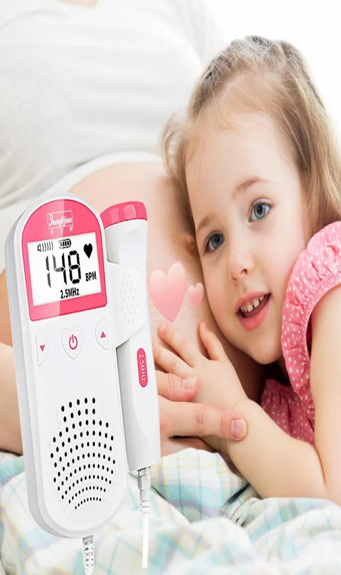 Doppler fetal 25m pré-natal detector de freqüência cardíaca do bebê doméstico sonar doppler estetoscópio mulheres grávidas doppler monitor fetal1392923