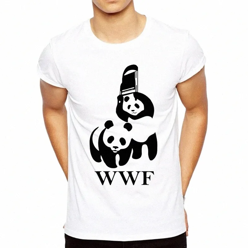 cool camiseta t shirt män t shirt sommar fi rolig t-shirt wwf brottning panda komedi kort ärm n6ig#