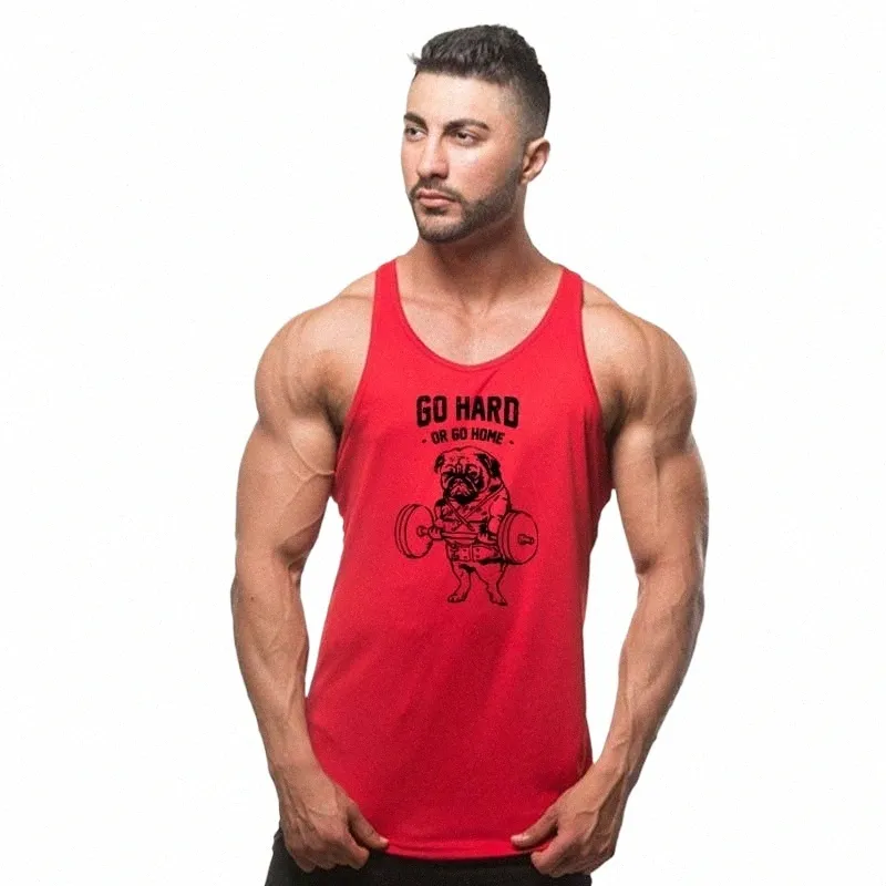 Nueva llegada Pug Squat ejercicio chaleco duro ropa de culturismo fitn hombres camiseta camisetas sin mangas sólidas camiseta de los hombres en blanco c29M #