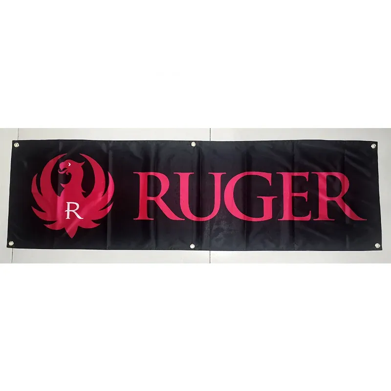 Tillbehör 130GSM 150D Material Ruger Gun Banner 1,5ft*55*150 cm) Storlek för hemflagga inomhusdekor