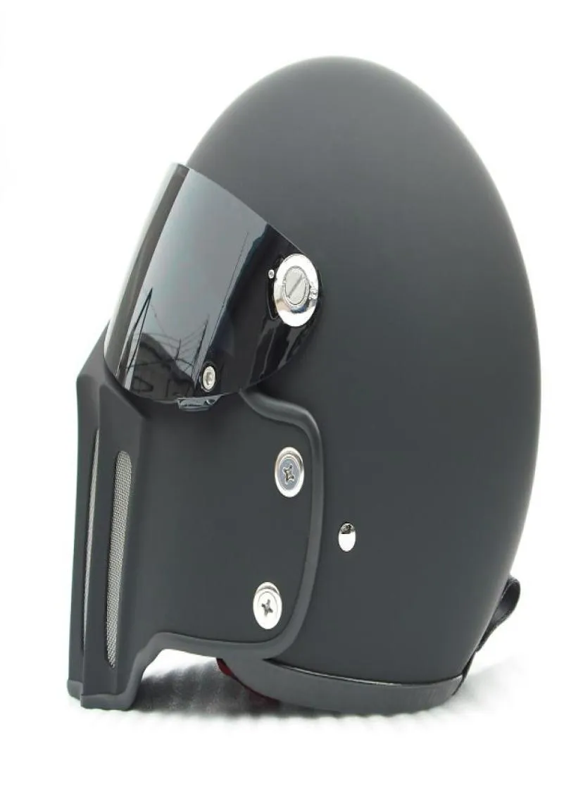 Casco moto DOT integrale vintage con maschera in fibra di vetro e visiera nera per moto da cross Cafe racer casco motocross personalizzato 2657579