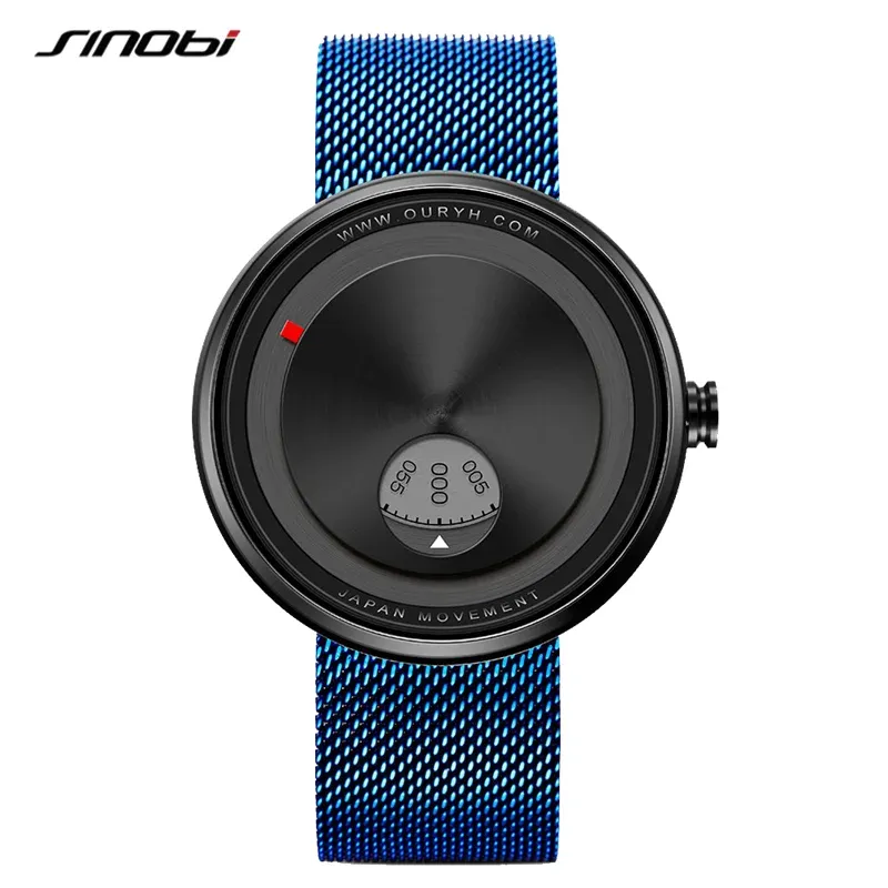 Acessórios marca sinobi original criativo masculino relógio cinta relógios de pulso masculino girar dial placa relógios esportes freedrop grátis