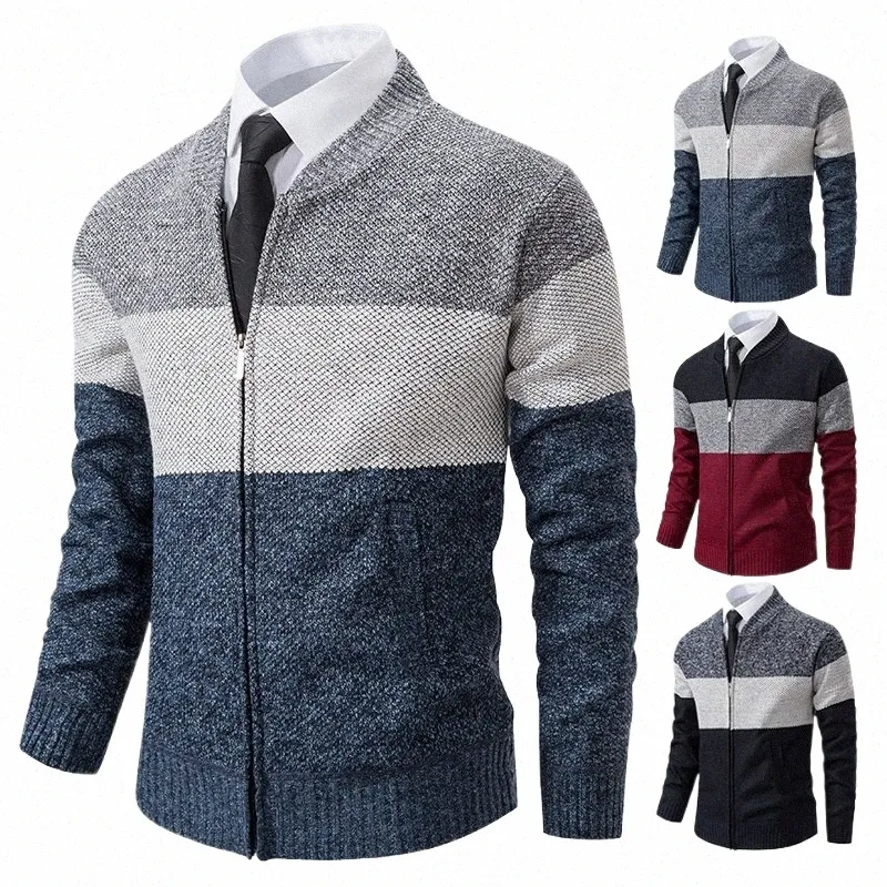 Herfst En Sinter Mannen Nieuwe Jas Fi Baseball Shirt Grab Fleece Warm Casual Trui Rits Vest Trend Kleur Trui f2fE #