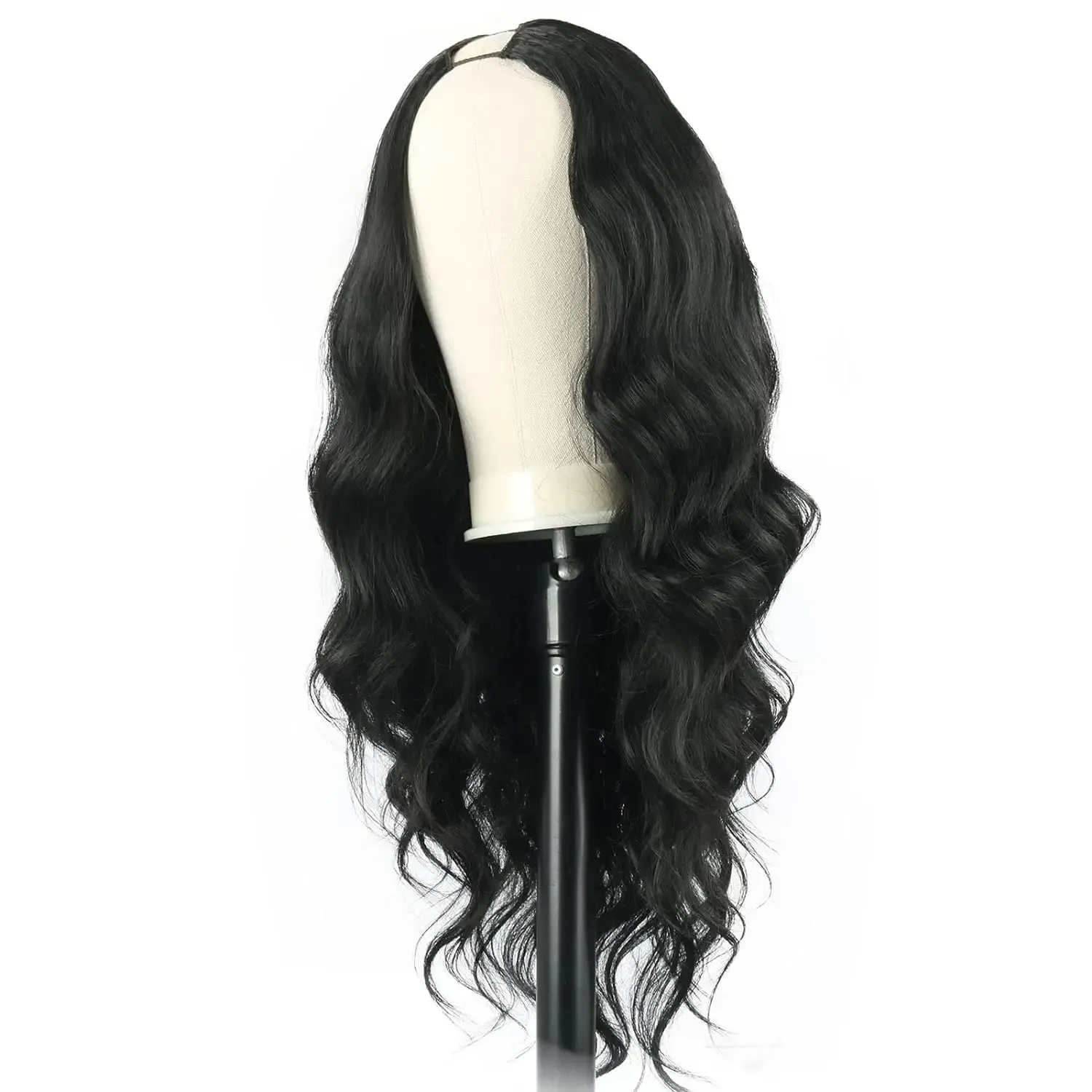 V Part Wig Body Wave Synthetic Wigs for Women 24inch Black Hair V Part Wigs Glueless Full Head Clip in Half Wigs No Leave Out