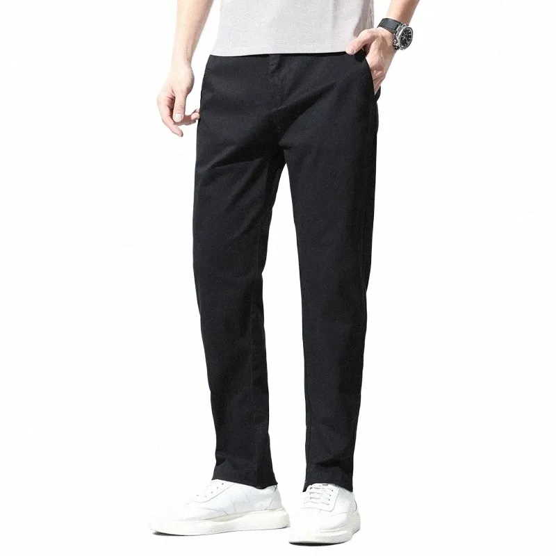 Printemps été nouveaux pantalons décontractés pour hommes Busin noir bleu gris classiques couleur unie droite Fi mince pantalon de bureau 28-40 n2pd #