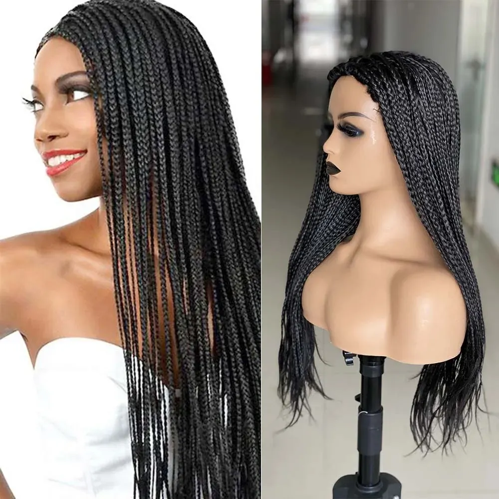 26 Polegada perucas trançadas para preto feminino ombre sintético barids longo caixa sintética trançado perucas falso couro cabeludo trança cabelo peruca cosplay