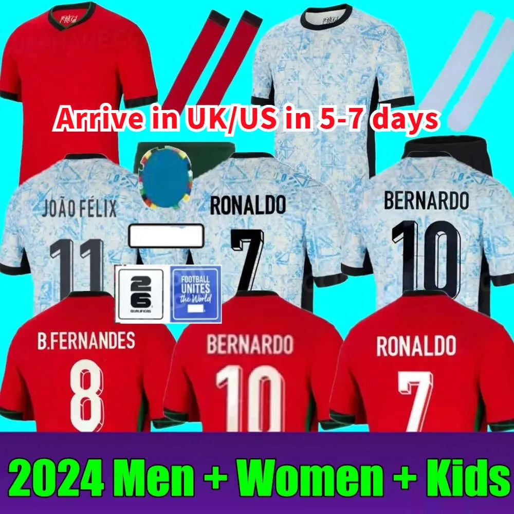 Euro Cup Portugalia koszulki piłkarskie Joao Pepe Bermardo Camisa de Futebol J.Moutinho B.fernandes Football Shirt Men Felix Kids Kit Kit Ronaldo Portugalee 2024